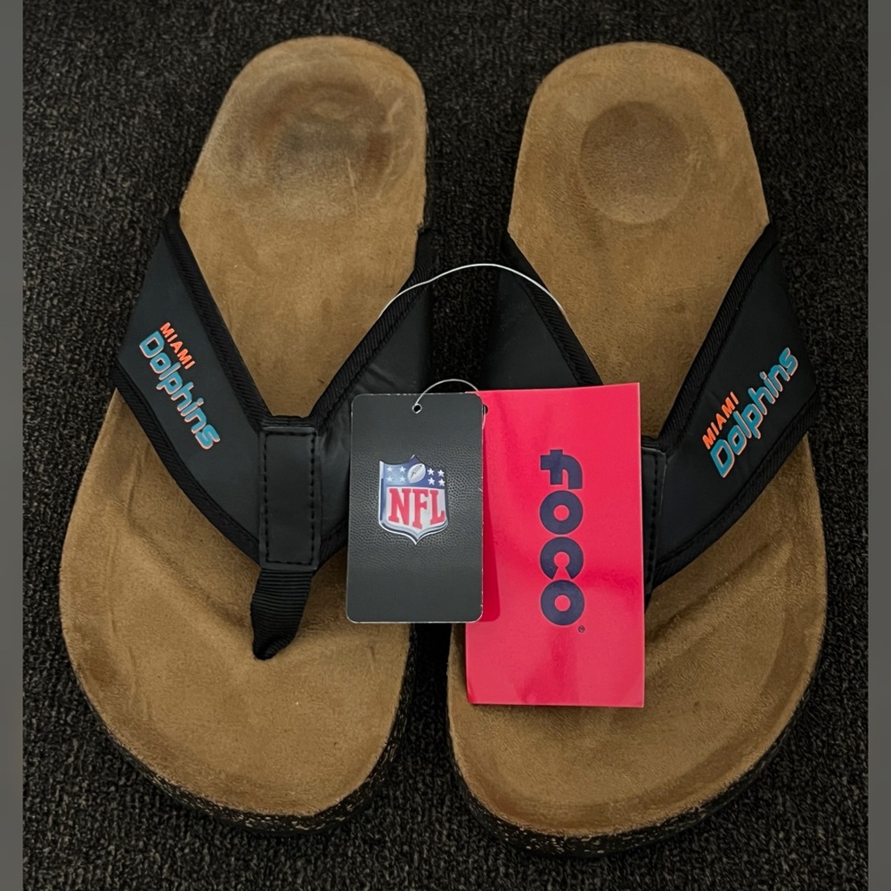Men's FOCO Miami Dolphins Cork Flip Flops Size M (7/8)